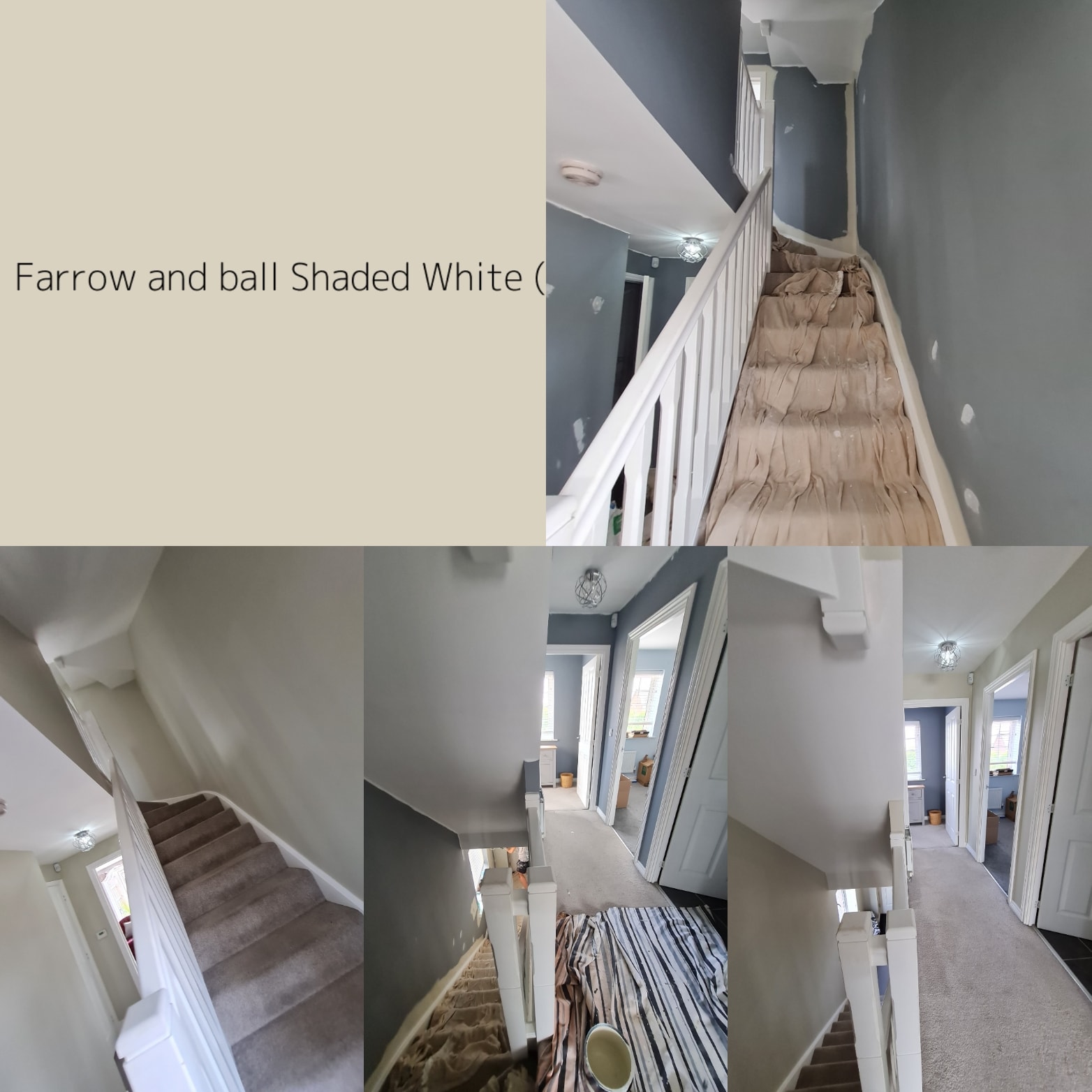 Hallway and staircase in Farrow & Ball Shaded White