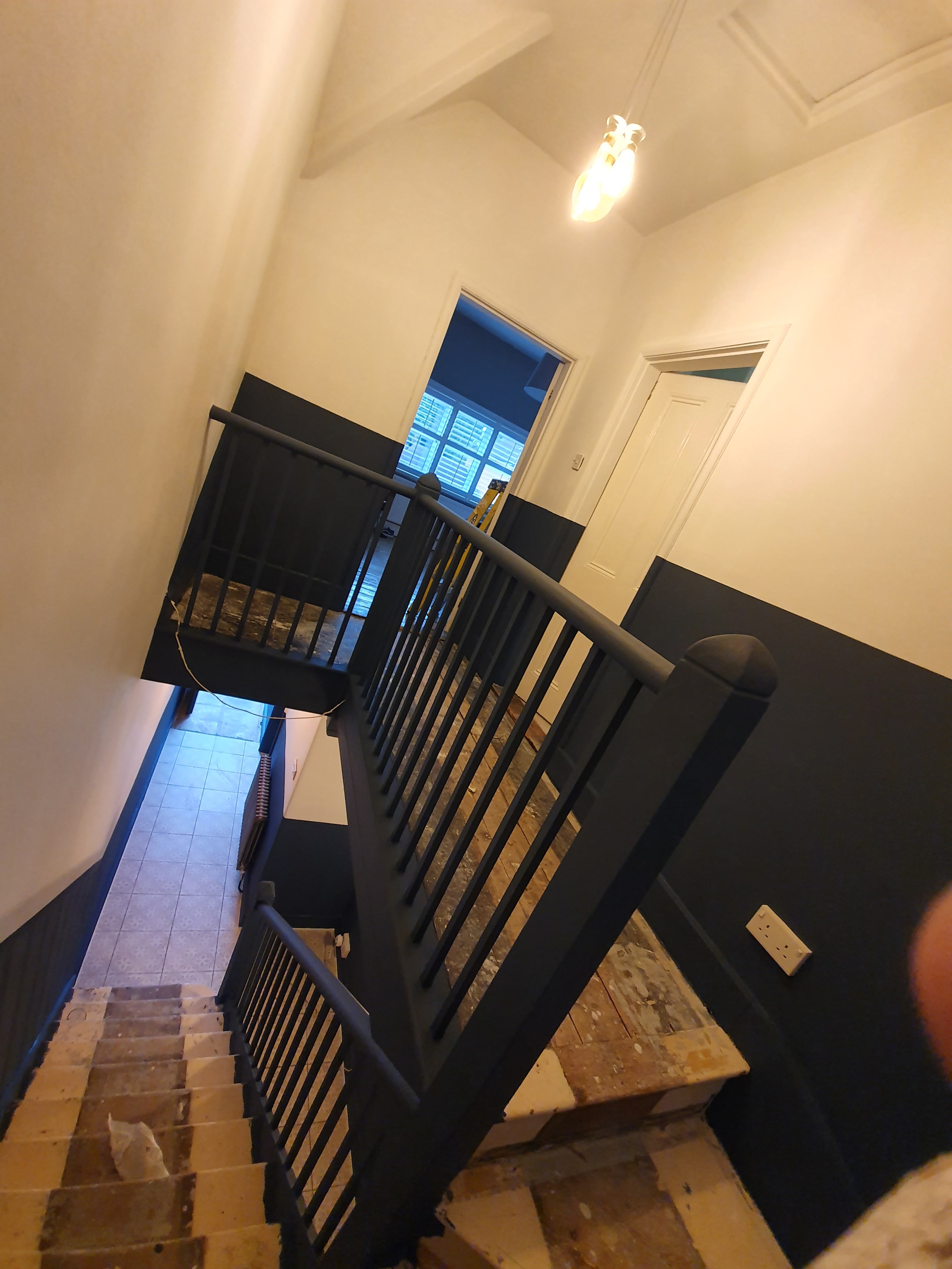 Blue staircase and hallway