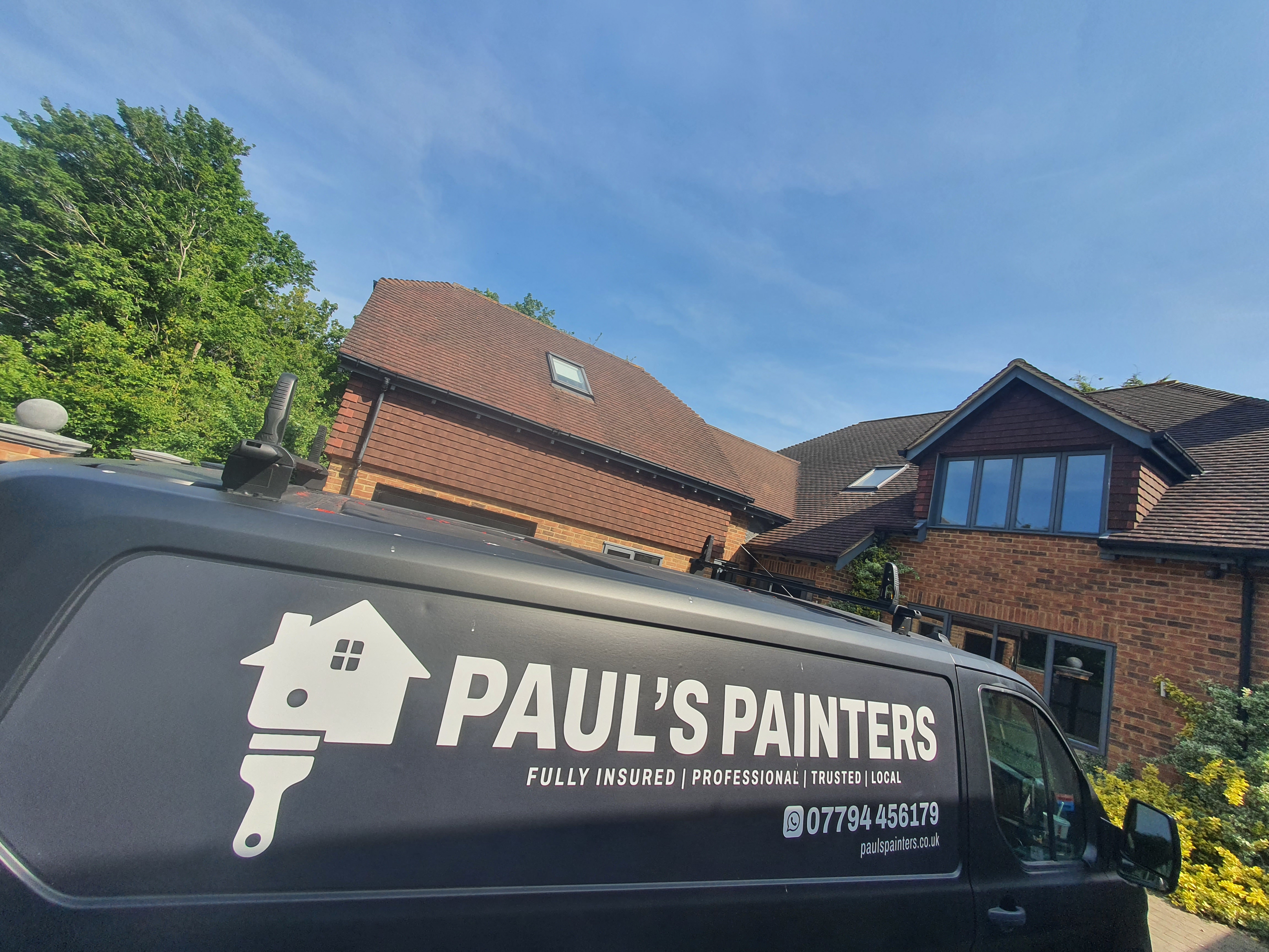 Paul's Painters branded van — Fully Insured, Professional, Trusted, Local