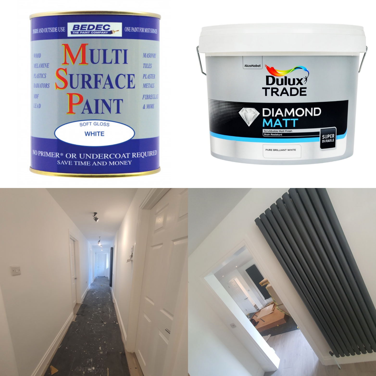Rental property prep — Bedec Multi Surface white gloss, Dulux Diamond Matt