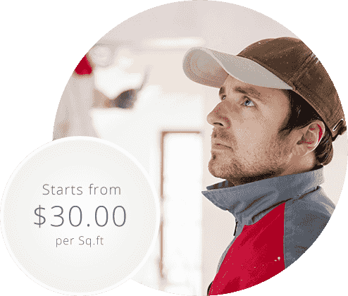 A man wearing a hat and a baseball cap with the text starts from $ 30 000 per job.