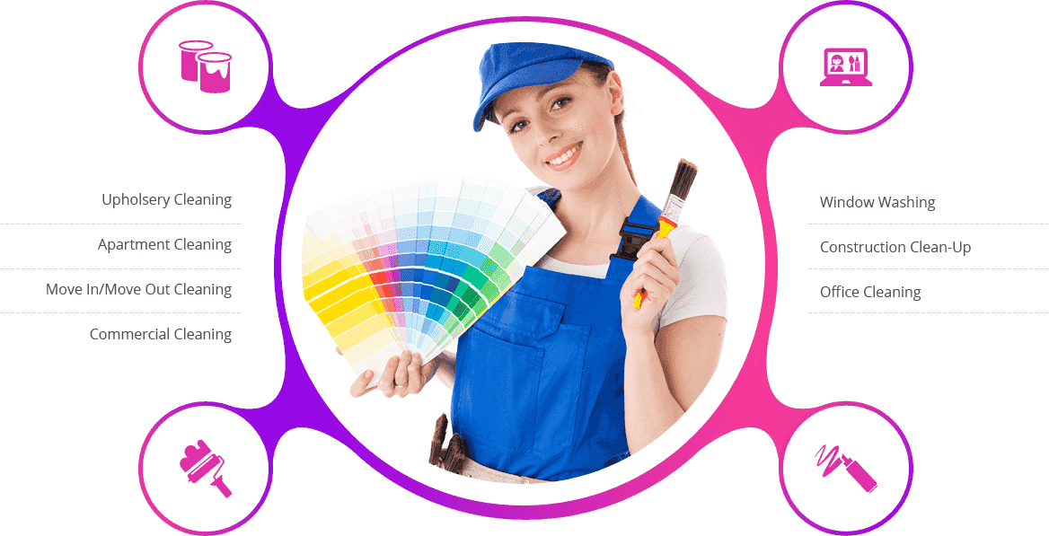 A woman holding a paint brush and a paint brush.