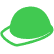 A green hard hat on a black background.