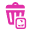 A pink pixel art picture of a trash can.