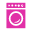 A pink and grey image of an old washer.