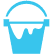 A blue bucket icon on a black background.