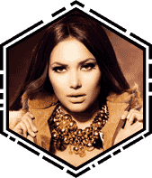 A woman with long brown hair and a necklace.