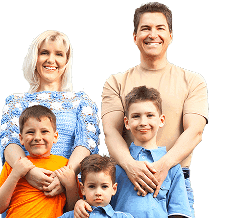A family posing for a picture.