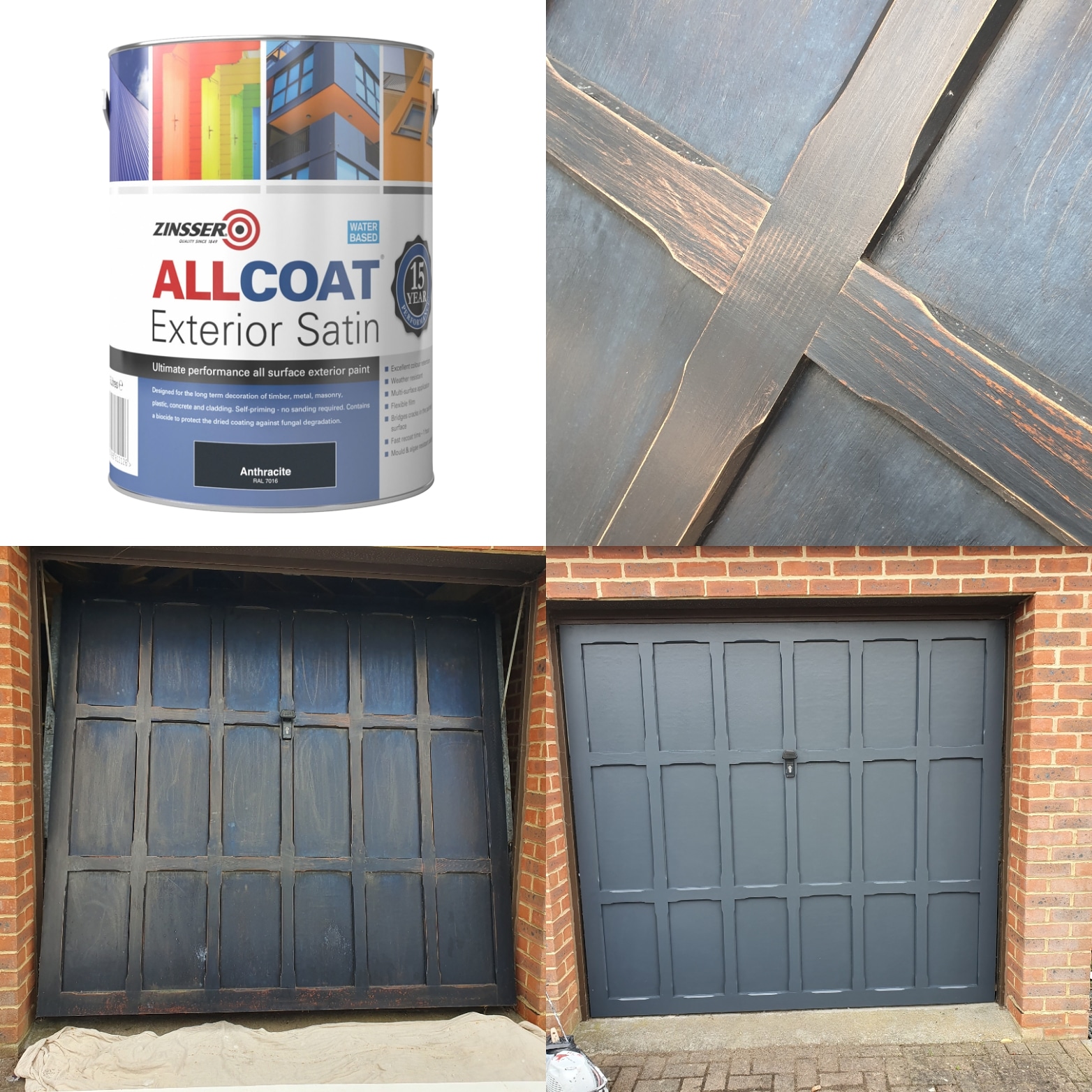 A Garage Door With Grey Color Satin Paint