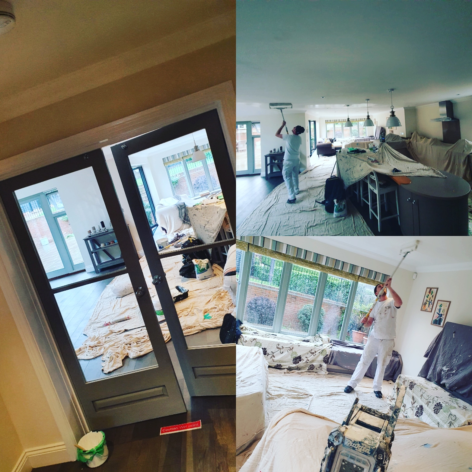 A man is painting a room in a house.