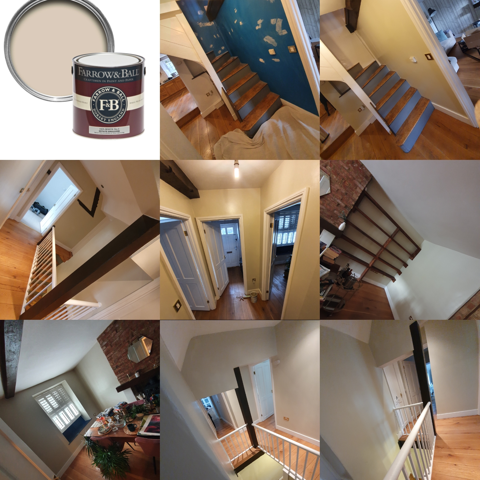 A collage of pictures showing the interior of a house.