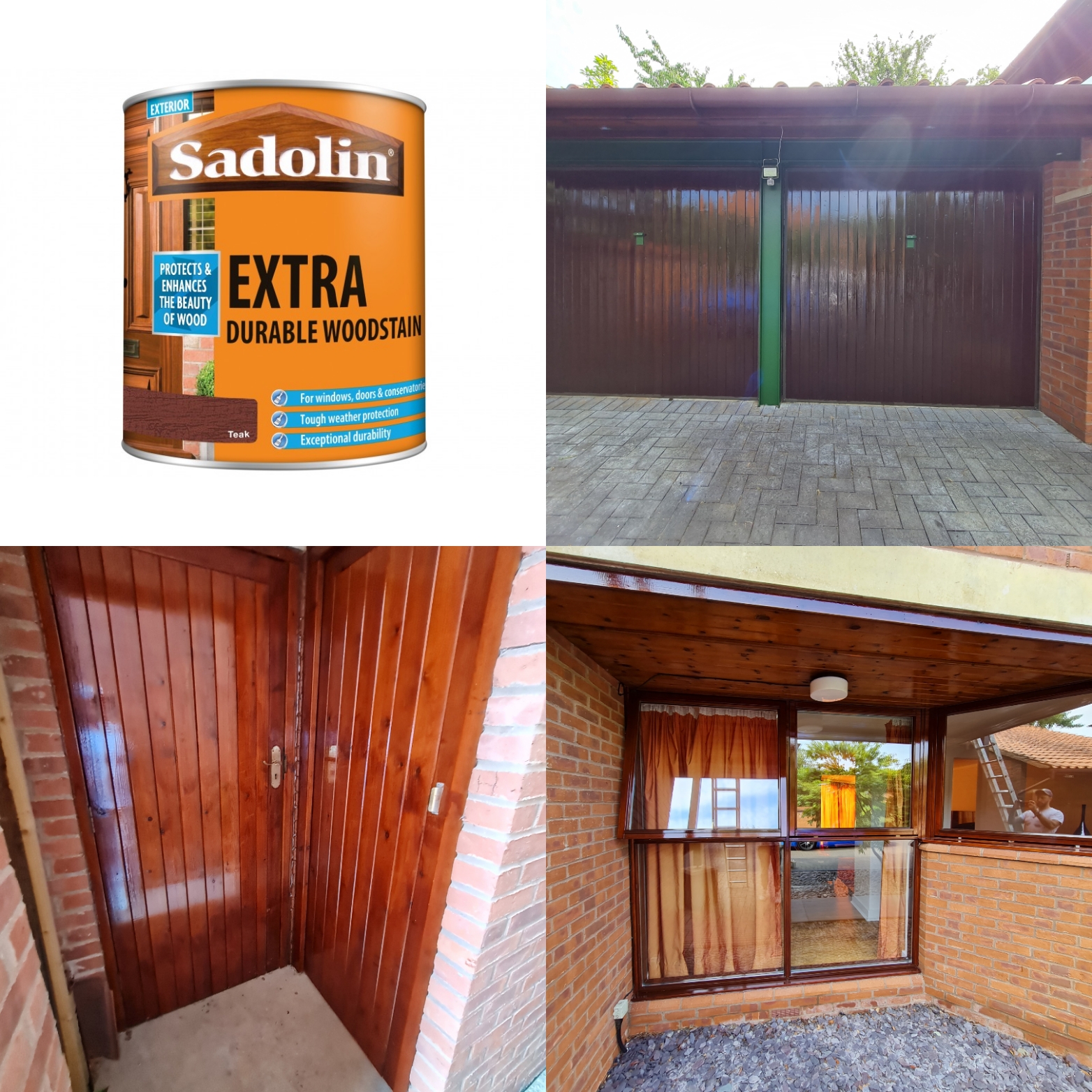 A collage of pictures with sadolin paint