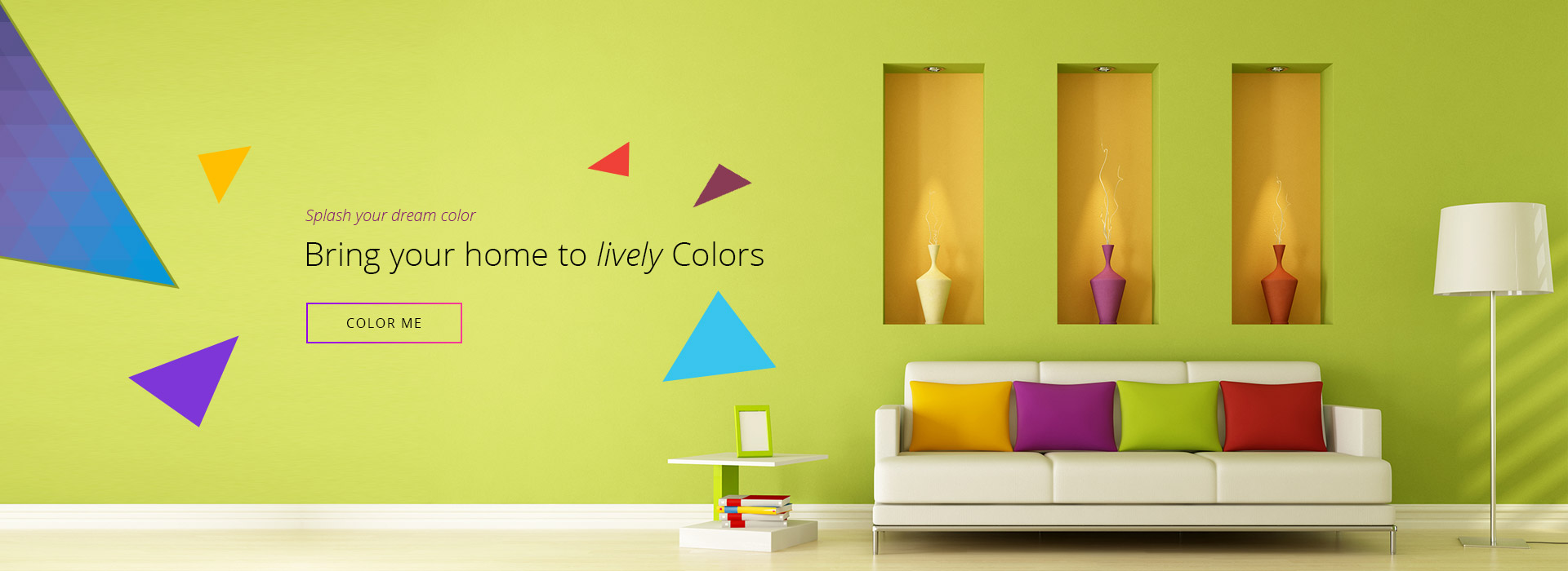 A living room with colorful walls and furniture.
