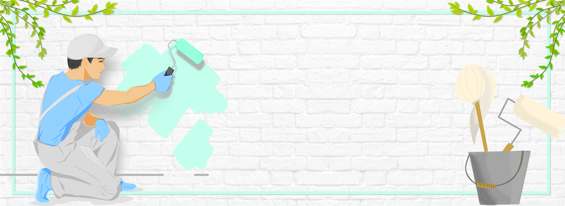 A man is painting a wall with a paint brush.