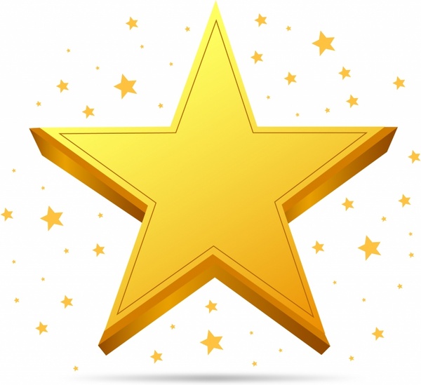 A golden star with stars on a white background.