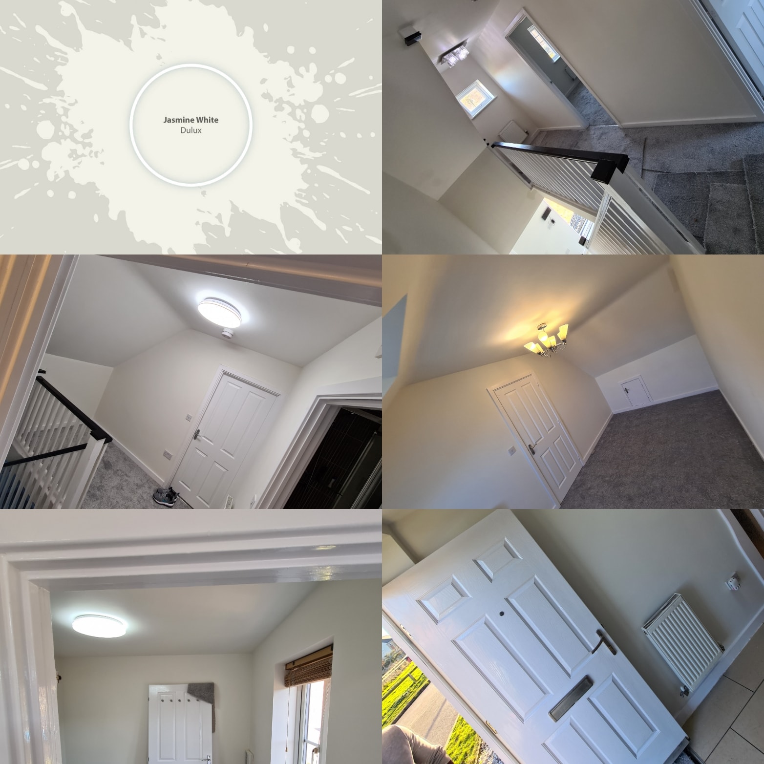 A collage of photos showing the interior of a house.