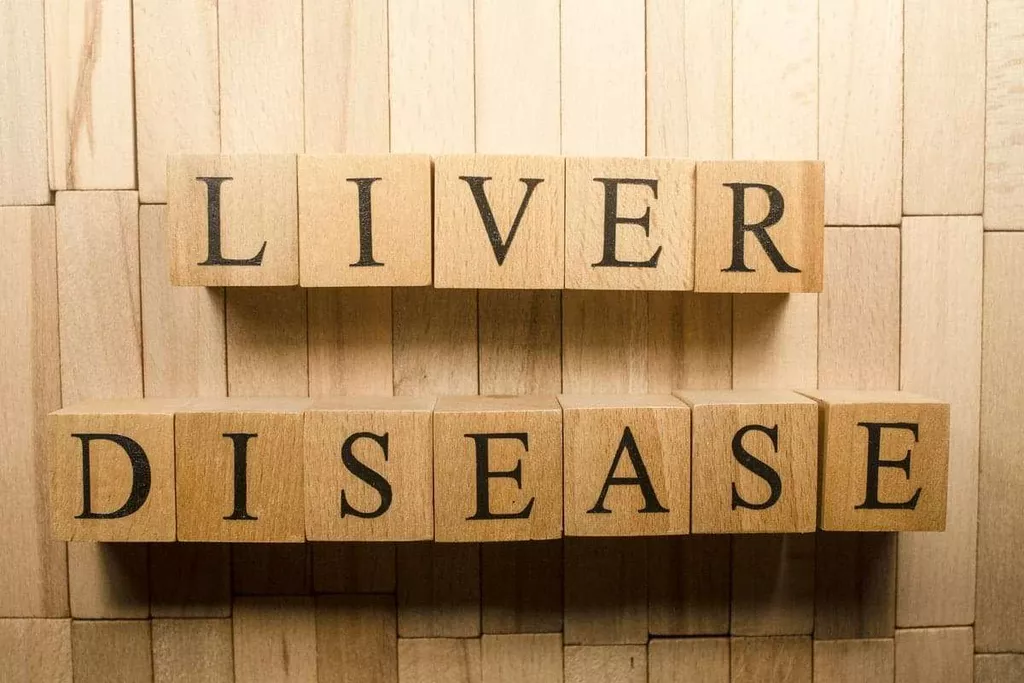 Liver disease spelled with wooden blocks.